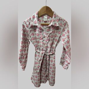Janie & Jack Corduroy Floral Print Button Front Shirt Dress 5T